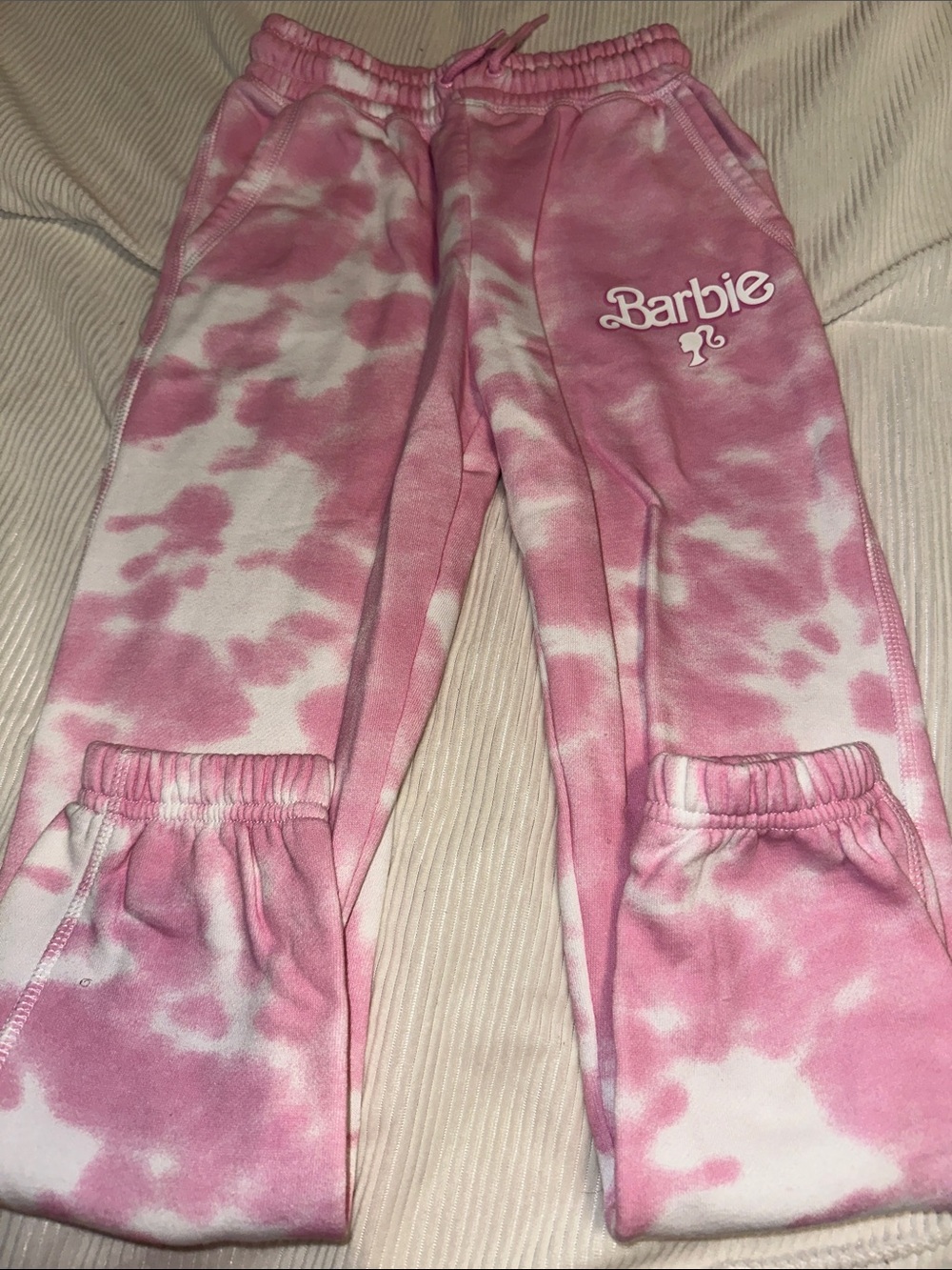 Barbie Pink & White Tie-Dye Jogger Sweatpants